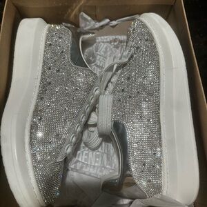 Steve Madden- Rhinestone white sneakers